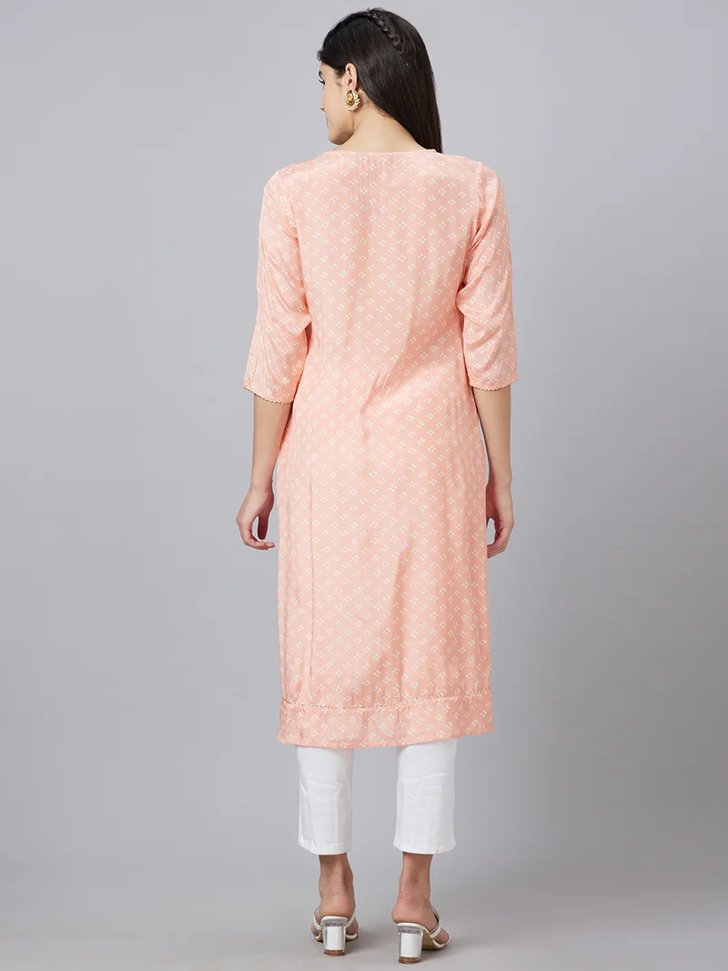 globus Women Geometric Printed Sequinned A-Line Kurta