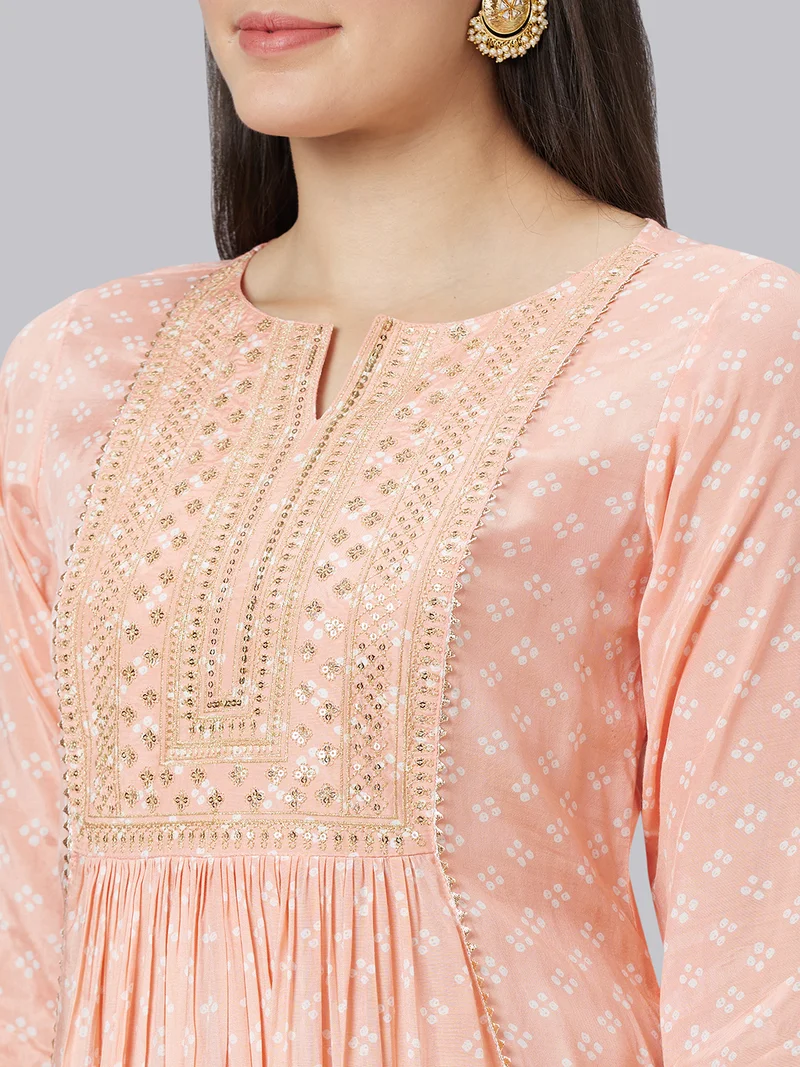 globus Women Geometric Printed Sequinned A-Line Kurta