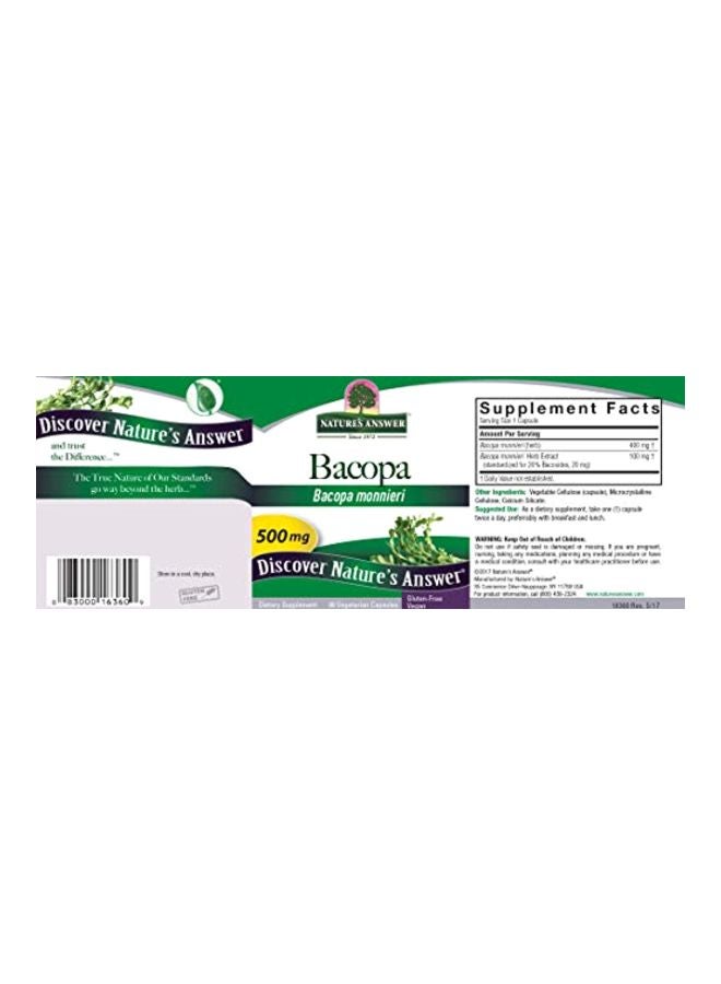 NATURE'S ANSWER Bacopa Monnieri Dietary Supplements 500 mg - 90 Capsules - Image 2