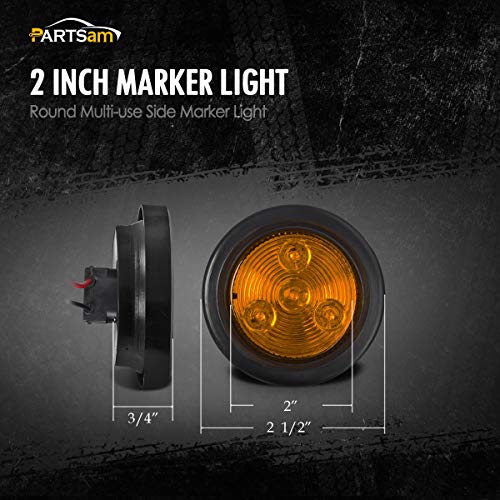 Partsam 2pcs [DOT Approved] 2" Round Amber 4 Led Clearance Marker Light for Utility Trailer Truck,w/Plug & Grommet - Image 3