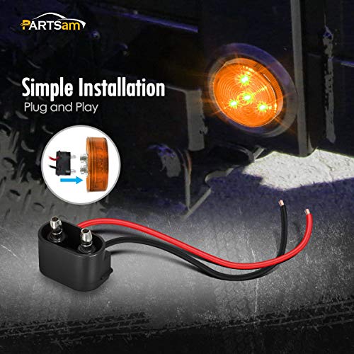 Partsam 2pcs [DOT Approved] 2" Round Amber 4 Led Clearance Marker Light for Utility Trailer Truck,w/Plug & Grommet - Image 4