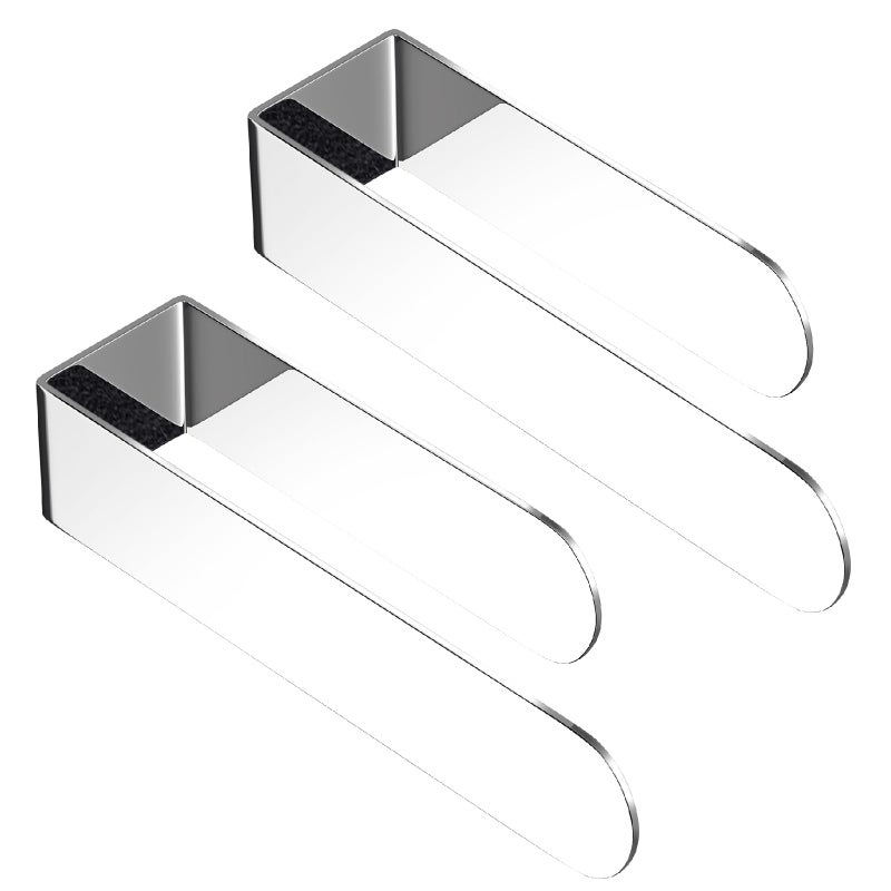 HUFEEOH 2 Pack Adhesive Hand Towel Holder  Sticky Towel Bar Towel Holder Wall Mounted  Stainless Steel Kitchen Towel Holder Hand Towel Rack for Bahtroom Hotel RV Kitchen (Polished Silver) - Image 1