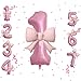 PRELITER 40 Inch Pink Number Balloons 21 Inch Pink Bow Balloons Pink 1 Balloon for One Year Old Birthday Decorations Party Decorations - Image 2