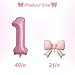 PRELITER 40 Inch Pink Number Balloons 21 Inch Pink Bow Balloons Pink 1 Balloon for One Year Old Birthday Decorations Party Decorations - Image 4