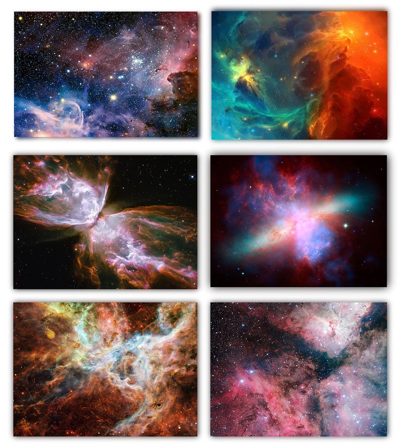 HOME TROVE  Universe Starry Sky Wall Art Outer Space Fantastic Nebula Galaxy Painting Pictures,for Bedroom, Living Room, Bathroom Decor,Posters for Kids, Boys or Girls Room Set of 6 (8x10) Unframed - Image 1