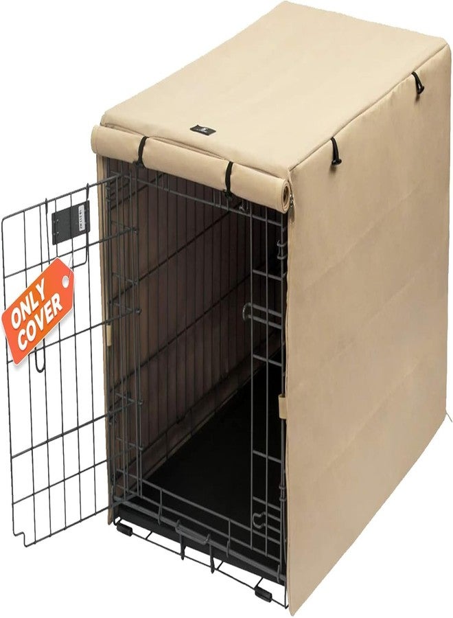 X-ZONE PET Double Door Dog Crate Cover - Polyester Pet Kennel Cover for 24 Inch Wire Crate, Tan - Image 2