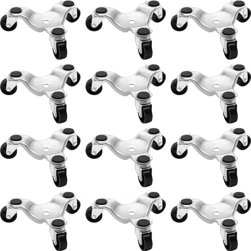 Timtin مجموعة دوللي لنقل الأثاث 12 قطعة 3 عجلات من الصلب دوللي ثقيل الحركة المتنقلة بكرات مثلثية دوارة أداة نقل سهلة للأثاث والأجهزة المنزلية 6 بوصات سعة تحميل 200 رطل