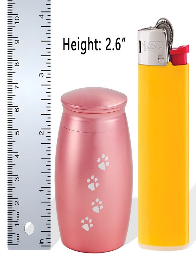 LINES ARTE 2.67 Inches Small Keepsake Pet Urns for Dog Cats Ashes,Mini Pink Cremation Urns for Memorial Tiny Animal Ashes with Paw Print - Image 2