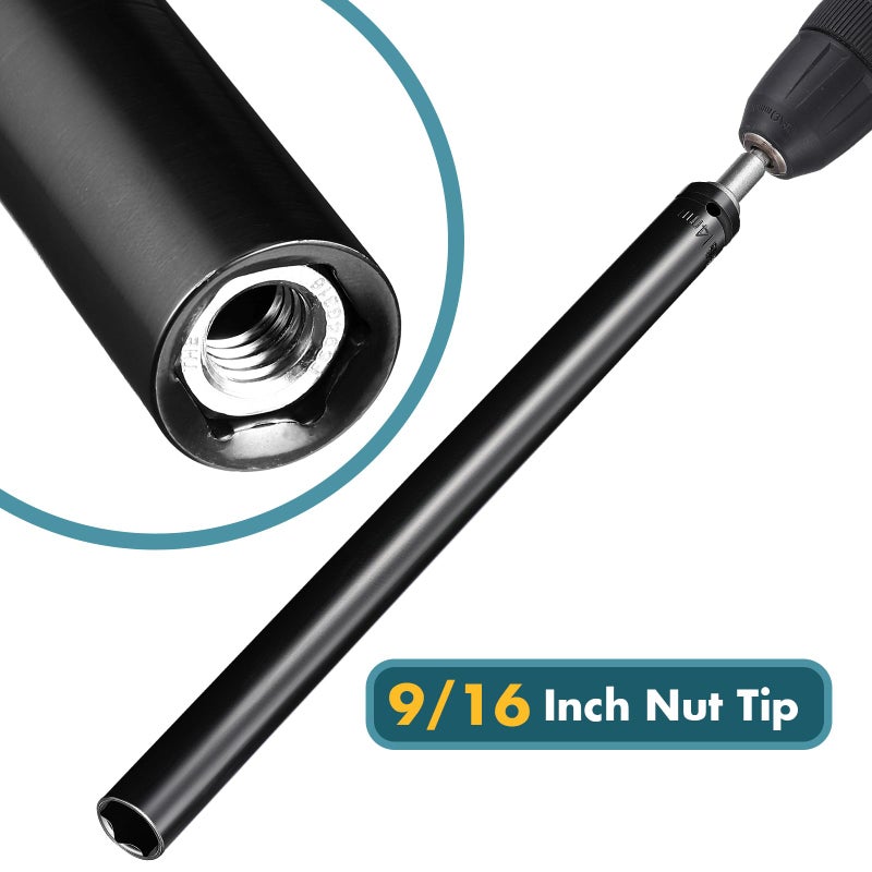Blulu 9/16"(14mm) Power Nut Driver, Nut Runner Hollow Socket with 1/4" Hex Shank, Fit Long Bolts and Ductwork for Overhead Fastening Applications Operations(1 Pack, 10 Inch) - Image 3