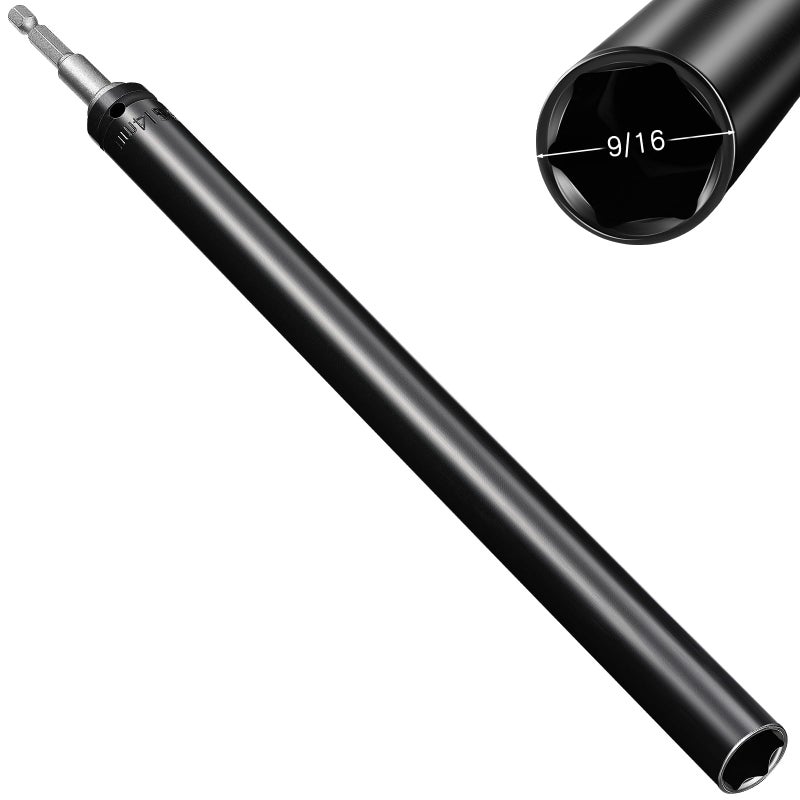 Blulu 9/16"(14mm) Power Nut Driver, Nut Runner Hollow Socket with 1/4" Hex Shank, Fit Long Bolts and Ductwork for Overhead Fastening Applications Operations(1 Pack, 10 Inch) - Image 1