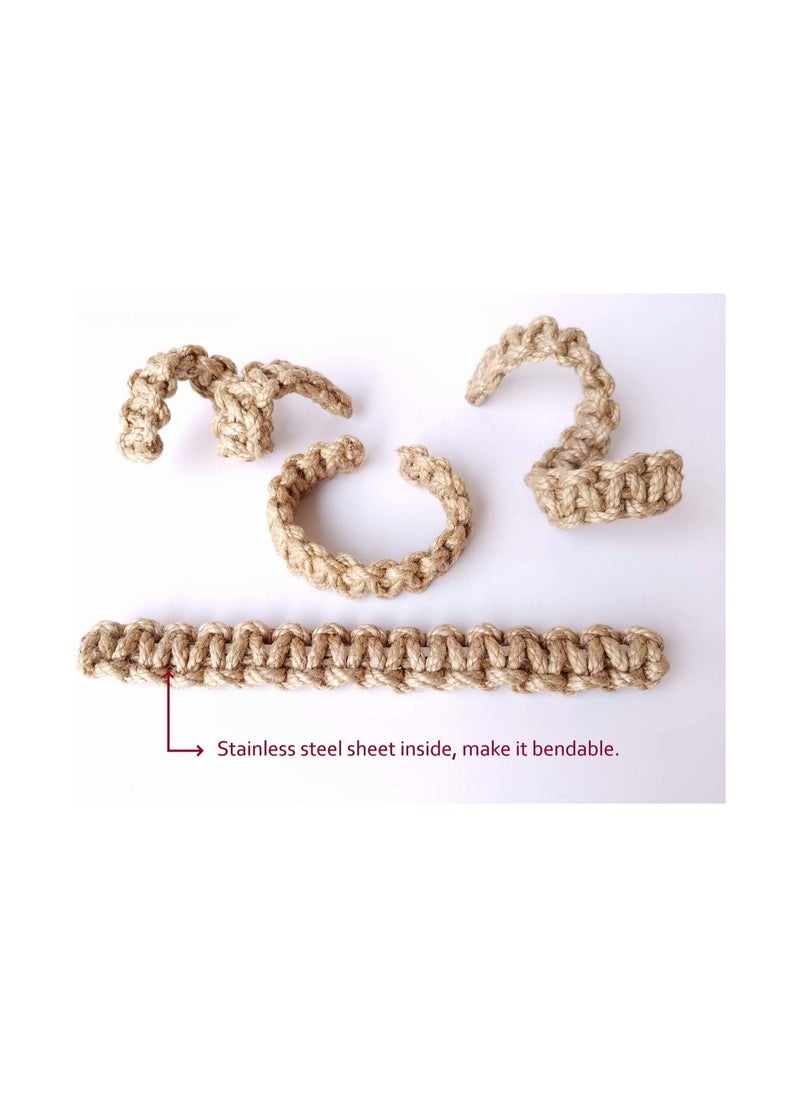 Braided Adjustable Curtain Holdbacks, Flexible Rope Tie Farmhouse Rustic Design, Handmade Tiebacks for Home Decorations, 8 Pack