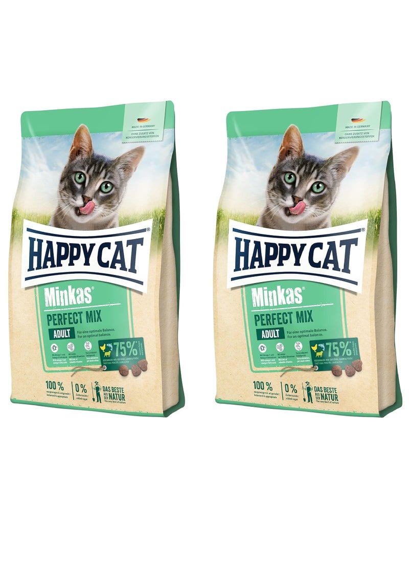 HAPPY CAT هابي كات مينكاس بيرفكت ميكس طعام جاف للقطط عبوة من قطعتين (2 × 1.5 كجم)  - Image 1