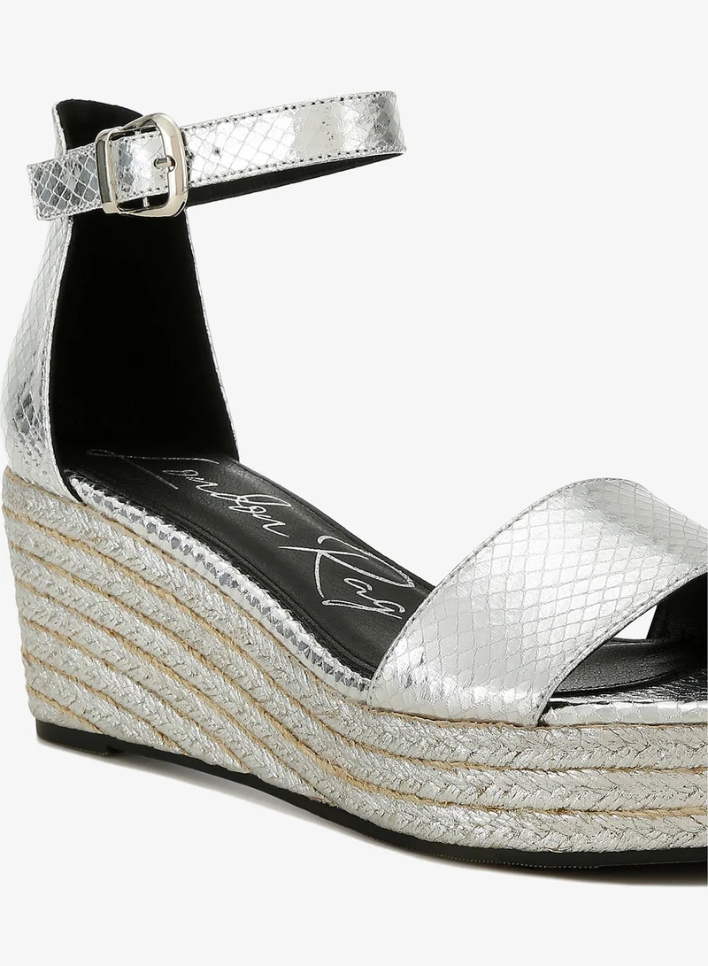 London Rag silver Faux Leather Snake Wedge Espadrilles in Silver for Women | Best Price UAE