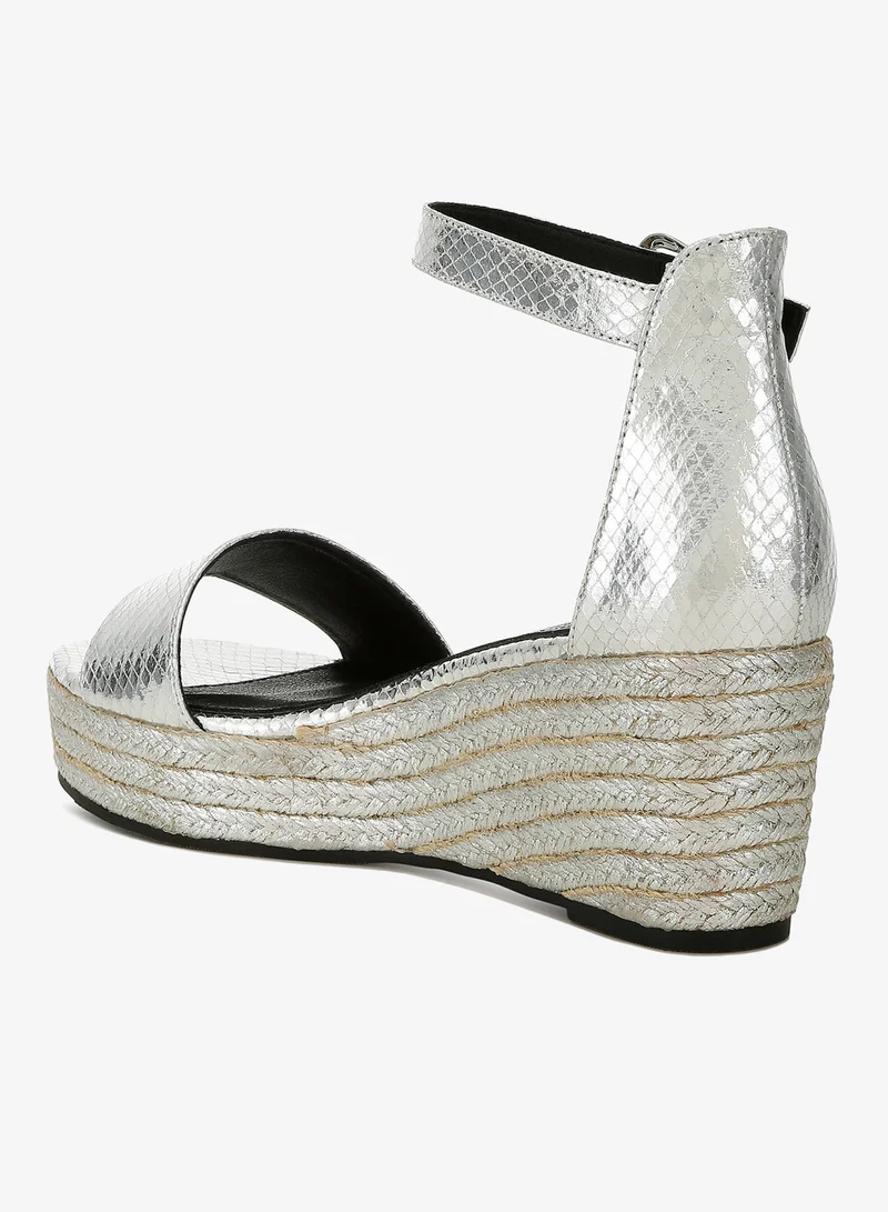 London Rag silver Faux Leather Snake Wedge Espadrilles in Silver for Women | Best Price UAE