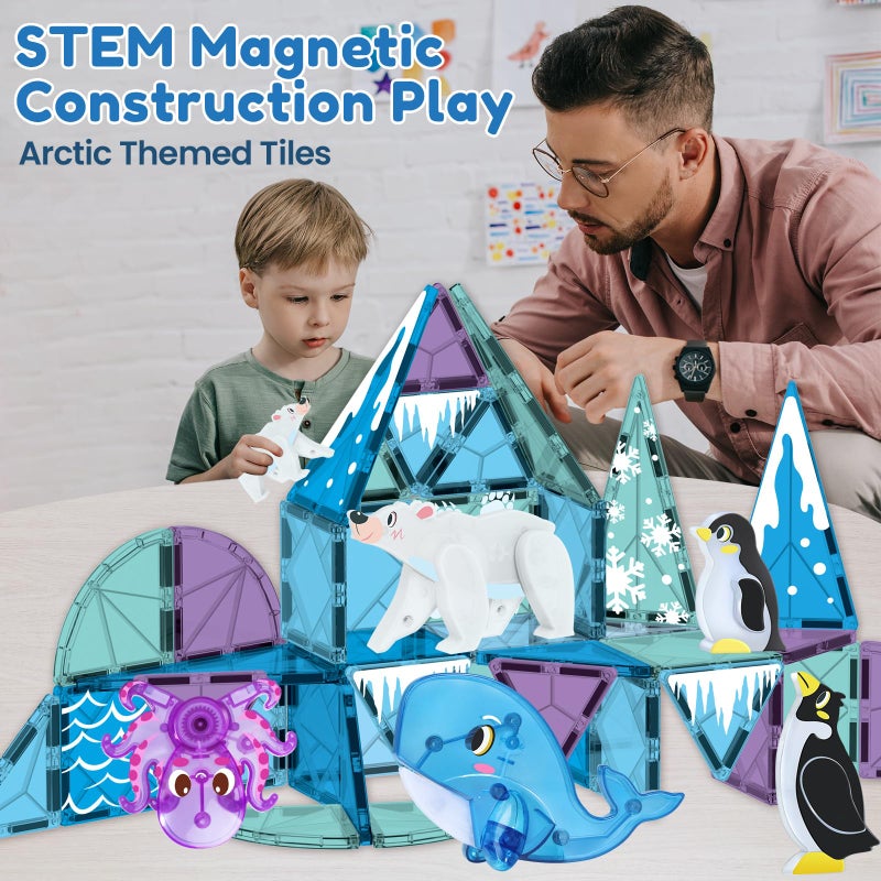 Oriate Magnet Arctic Animals for Magnetic Tiles, 6pcs Movable Joints Zoo Animals for Magnetic Blocks, Animal Toys Compatible with Magnetic Tiles, Educational Magnetic Building Tiles for Kids - Image 2
