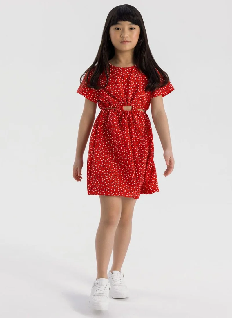 MINOTI Teen Girls Short Sleeve Cut Out Dress