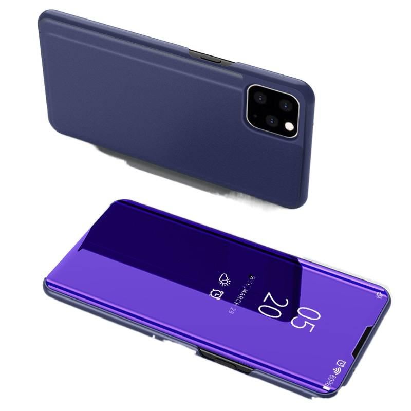 BB غطاء واقي بPlastic لـ iPhone 12 Pro Max مع حماية من السقوط ولمسة مرآة مطلية بالكهرباء مع مقاوم للصدمات مع تصميم غطاء قابل للطي باللون أزرق مع مرآة من البلاستيك باللون الأزرق - Image 1