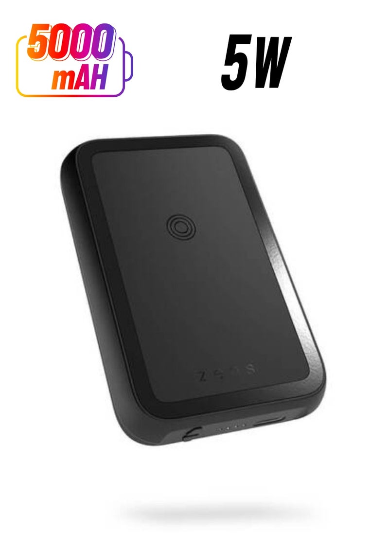 ZENS 5000 mAh Dual Wireless Power Bank MagSafe Compatible - Black