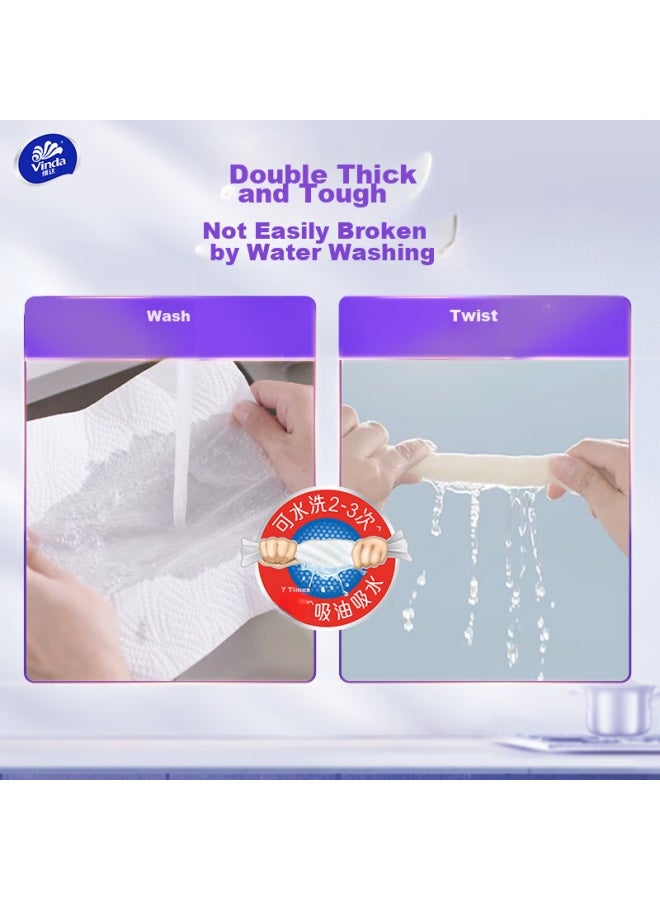Vinda Kitchen Roll Paper, Washable, 75 Sheets*8 Rolls, Lazy Wipes, Kitchen Paper, Whole Box, New And Old Alternating - Image 4