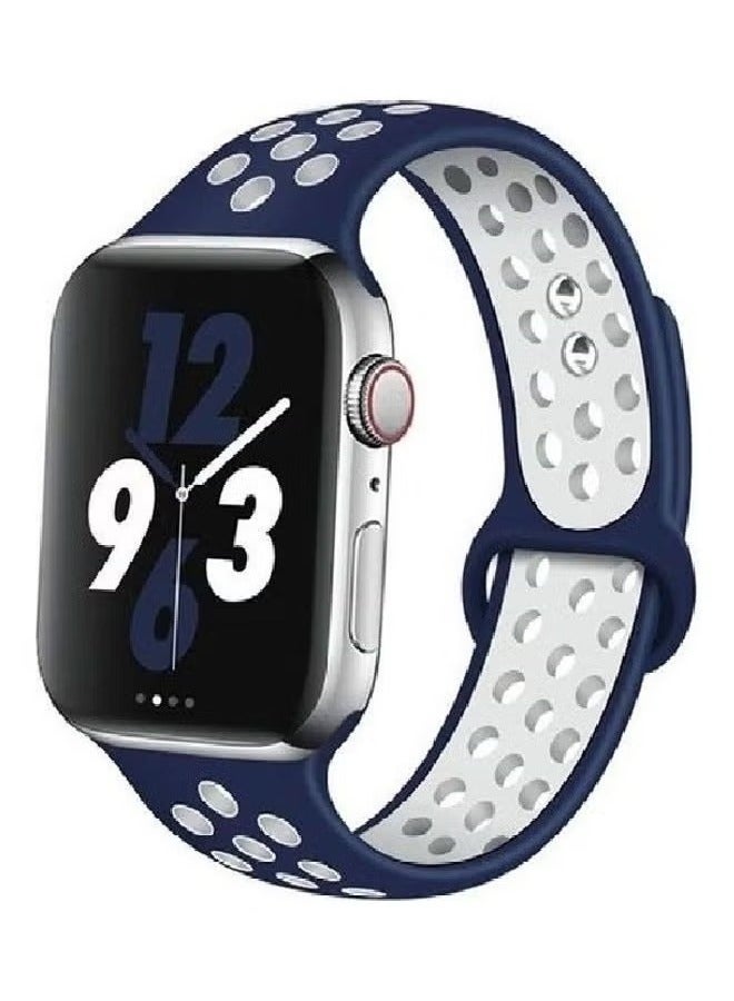 vesus Silicone Nike Design Sport Band For Apple Watch 42 44 45Mm Blue/White