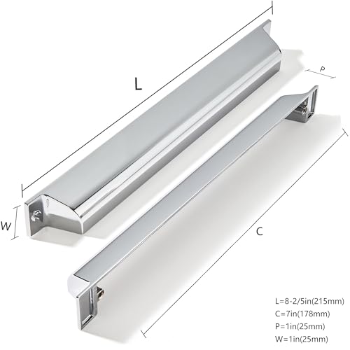 ZAUYX 10 Pack 7 Inch Center to Center Polished Chrome Cabinet Cup Pulls Drawer Pulls Kitchen Hardware Channing Cup Pulls Drawer Handles Knobs 7 inch Hole Center - Image 3
