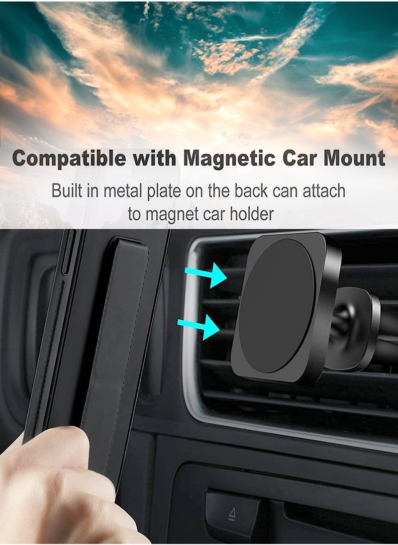 Wtech Honor Magic7 Pro 5G 2024 Hand Grip Foldable Magnetic Kickstand Wrist Strap Finger Grip With Built-In Iron Case Cover - Black  - Image 3