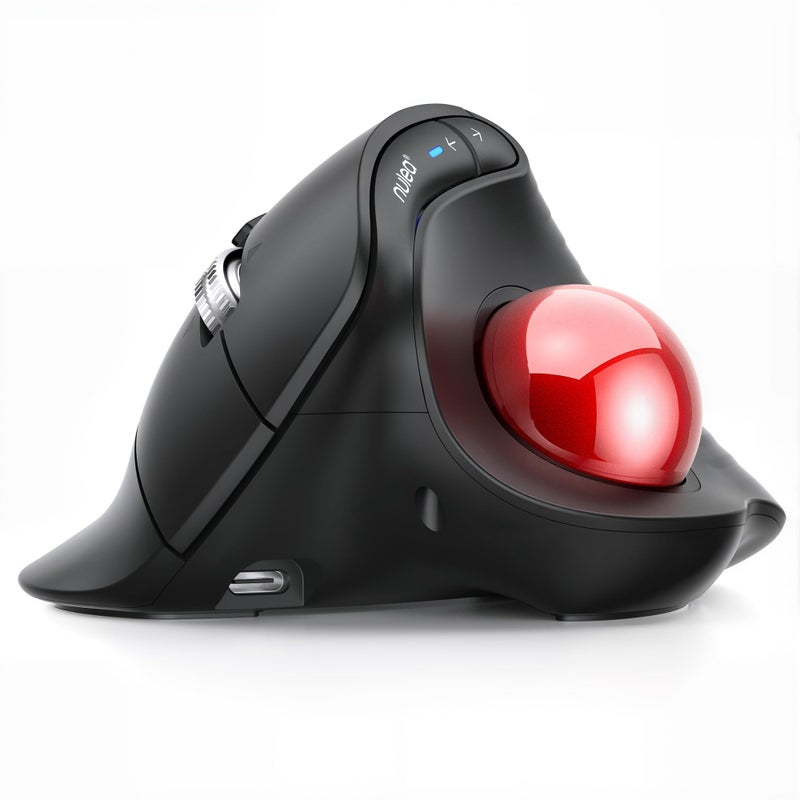Nulea M514 Vertical Trackball Mouse, Ergonomic Wireless Thumb-Control Mouse with Quiet Clicks, Ultra-Fast Scrolling, 3 Device Connection (Bluetooth & USB Receiver), Rechargeable for PC/Mac/Laptop - Image 1