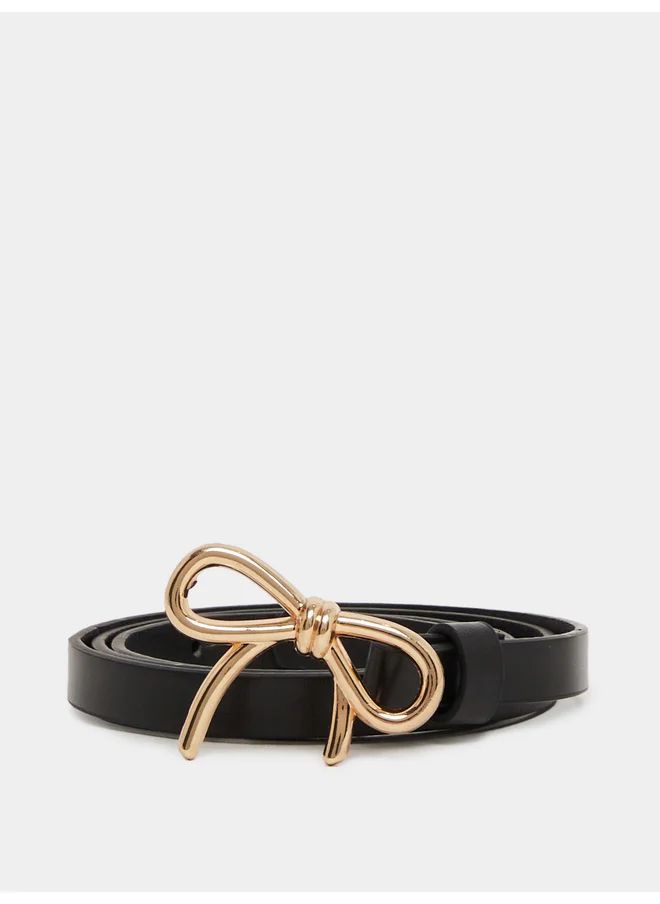 ستايلي Styli Solid Metallic Ribbon Buckle Belt