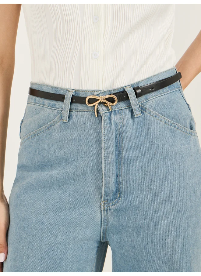 ستايلي Styli Solid Metallic Ribbon Buckle Belt