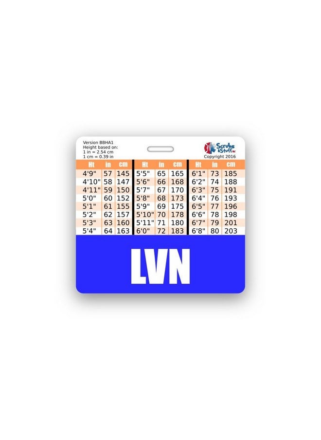 Scrubs and Stuff LLC - Lvn Badge Buddy Horizontal W/Height & Weight Conversion Charts (Blue) - Image 1