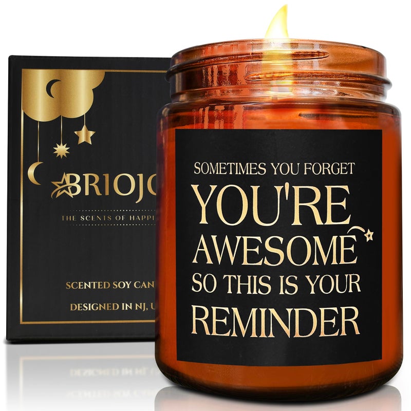 Briojoy Inspirational Candles for Women Men - Unique Birthday, Appreciation, Relaxation - Gift for Her Him Sister Son Daughter Best Friend Coworker - Mahogany Teakwood Scented Soy Candle for Home - Image 1