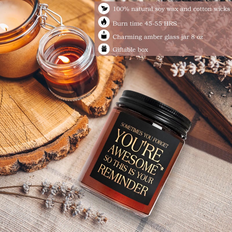 Briojoy Inspirational Candles for Women Men - Unique Birthday, Appreciation, Relaxation - Gift for Her Him Sister Son Daughter Best Friend Coworker - Mahogany Teakwood Scented Soy Candle for Home - Image 2
