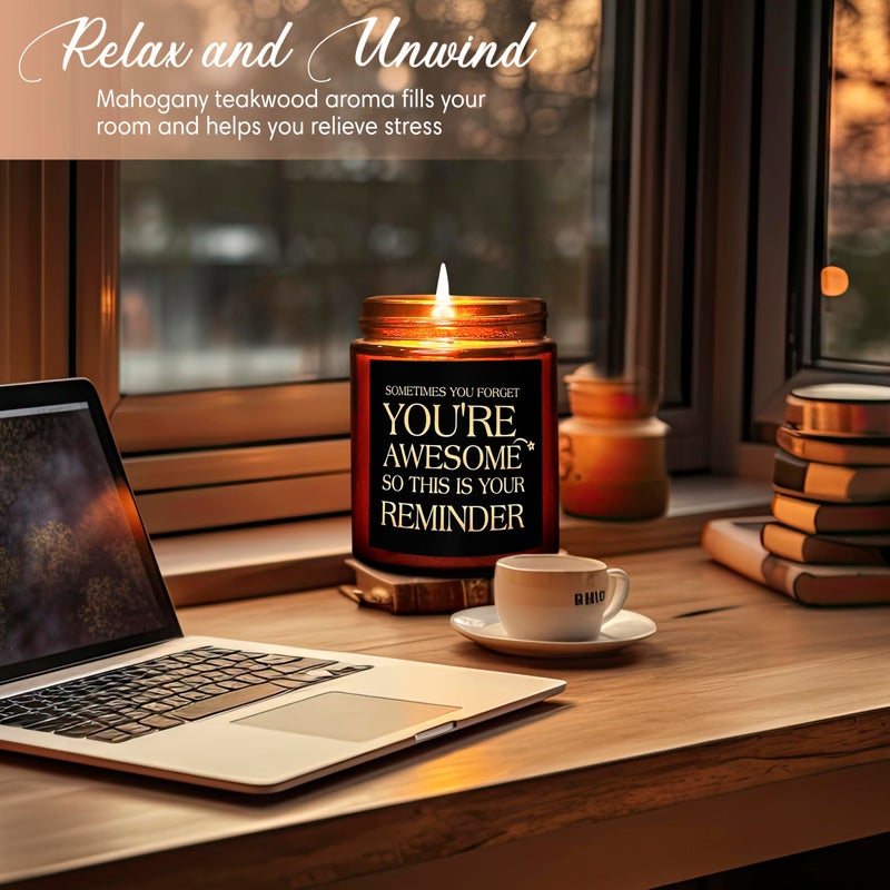 Briojoy Inspirational Candles for Women Men - Unique Birthday, Appreciation, Relaxation - Gift for Her Him Sister Son Daughter Best Friend Coworker - Mahogany Teakwood Scented Soy Candle for Home - Image 3