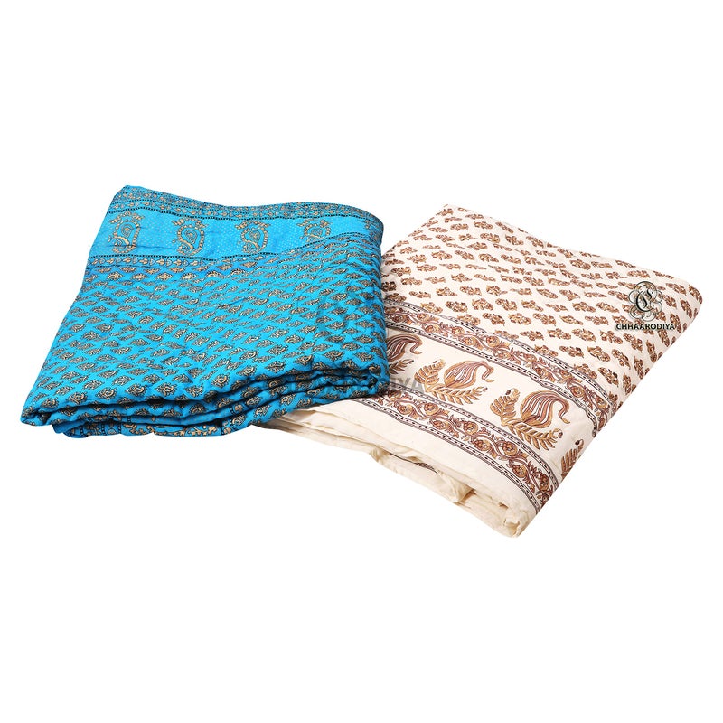 LILFLY 400 TC Pure Cotton Jaipuri Light Weight Traditional Rajasthani Print Single Bed Quilt/Razai/Rajai (Design 15, Single Bed - Set of 2 Combo Set) - Image 3