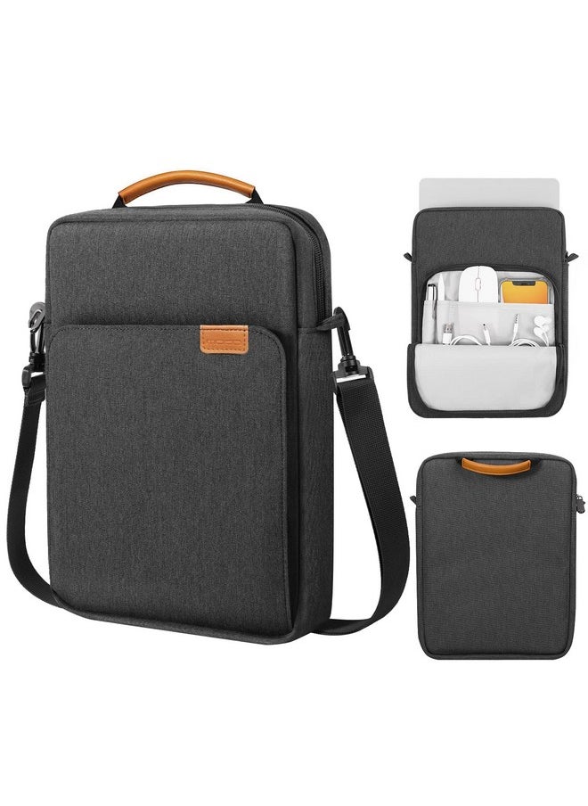 MoKo - MoKo 13.3-14 Inch Laptop Sleeve Bag Fits MacBook Pro M3/M2 14" 2023, MacBook Pro 13" M2, New MacBook Air 13.6" M3/M2 2024/2022,Tab S8 Ultra 14.6",Handle Carrying Case with Shoulder Strap, Black & Gray - Image 1