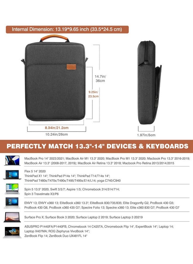MoKo - MoKo 13.3-14 Inch Laptop Sleeve Bag Fits MacBook Pro M3/M2 14" 2023, MacBook Pro 13" M2, New MacBook Air 13.6" M3/M2 2024/2022,Tab S8 Ultra 14.6",Handle Carrying Case with Shoulder Strap, Black & Gray - Image 1