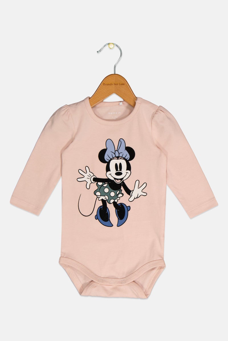 NAME IT Toddlers Girl Graphic Print Bodysuit, Light Peach - Image 1