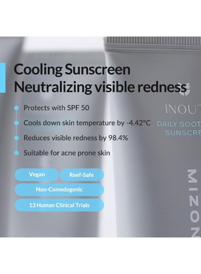Mizon Inout Daily Soothing Sunscreen Spf50+ Pa++++ | Moisturizing - No White Cast - Suitable for Acne-Prone Skin - Reduces Redness - Cools down skin temp - 50 ml - Image 4