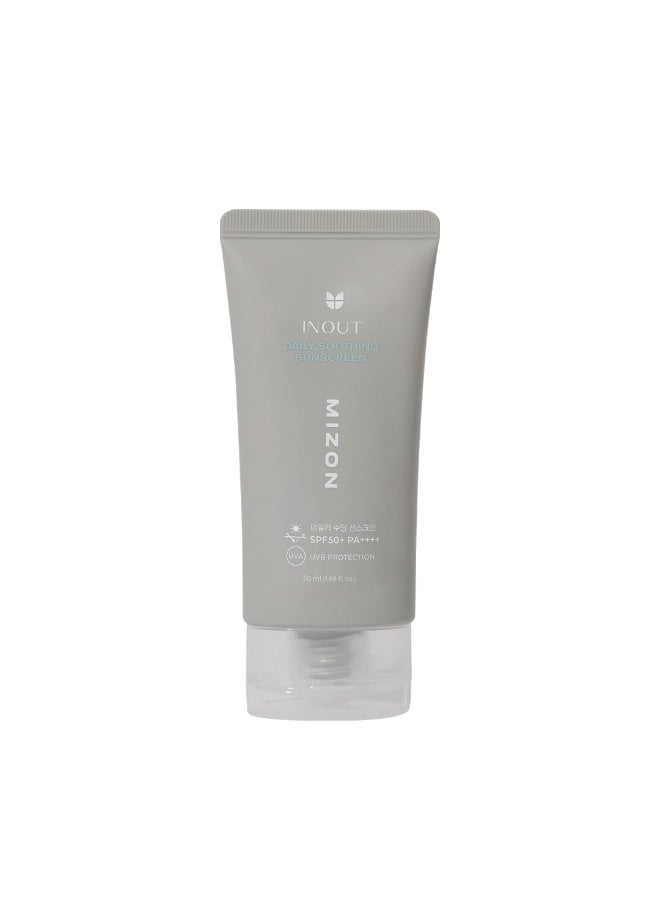 Mizon Inout Daily Soothing Sunscreen Spf50+ Pa++++ | Moisturizing - No White Cast - Suitable for Acne-Prone Skin - Reduces Redness - Cools down skin temp - 50 ml - Image 1