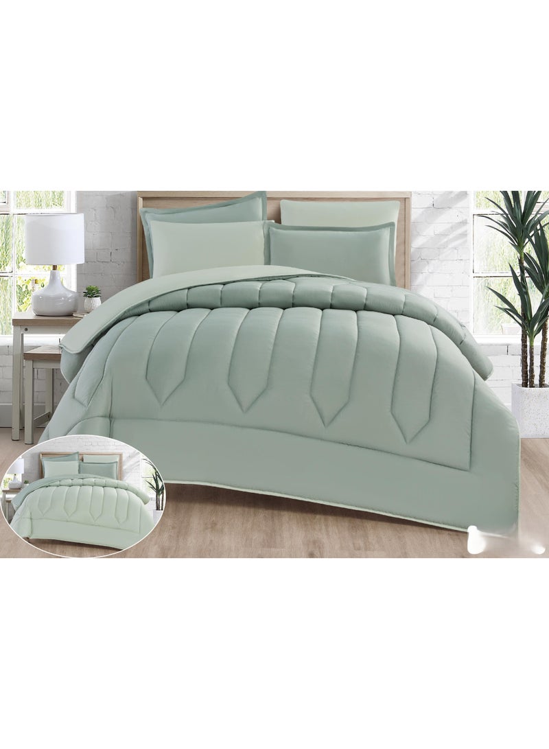 مارك مفرش نفرين ذو طابع وجهين فخم ملكي من خامه المايكروفايبر مقاس 1- لحاف :220*240 سم ، 1- شرشف : 200*200 سم، 2- بيت مخدة : 50 *75سم، 2-خدادية : 45 * 45 سم. - Image 1