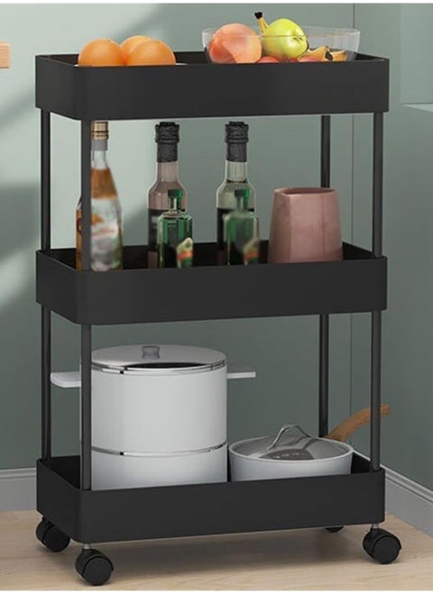 3-Layer Simple Gap Rack, Multi-Layer Storage Rack, Floor-Standing , Black