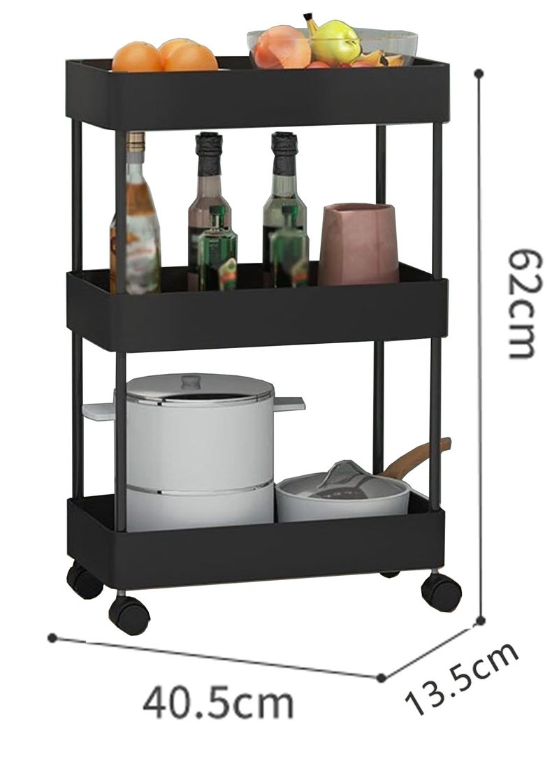 BLOOMING TIME - 3-Layer Simple Gap Rack, Multi-Layer Storage Rack, Floor-Standing , Black - Image 1