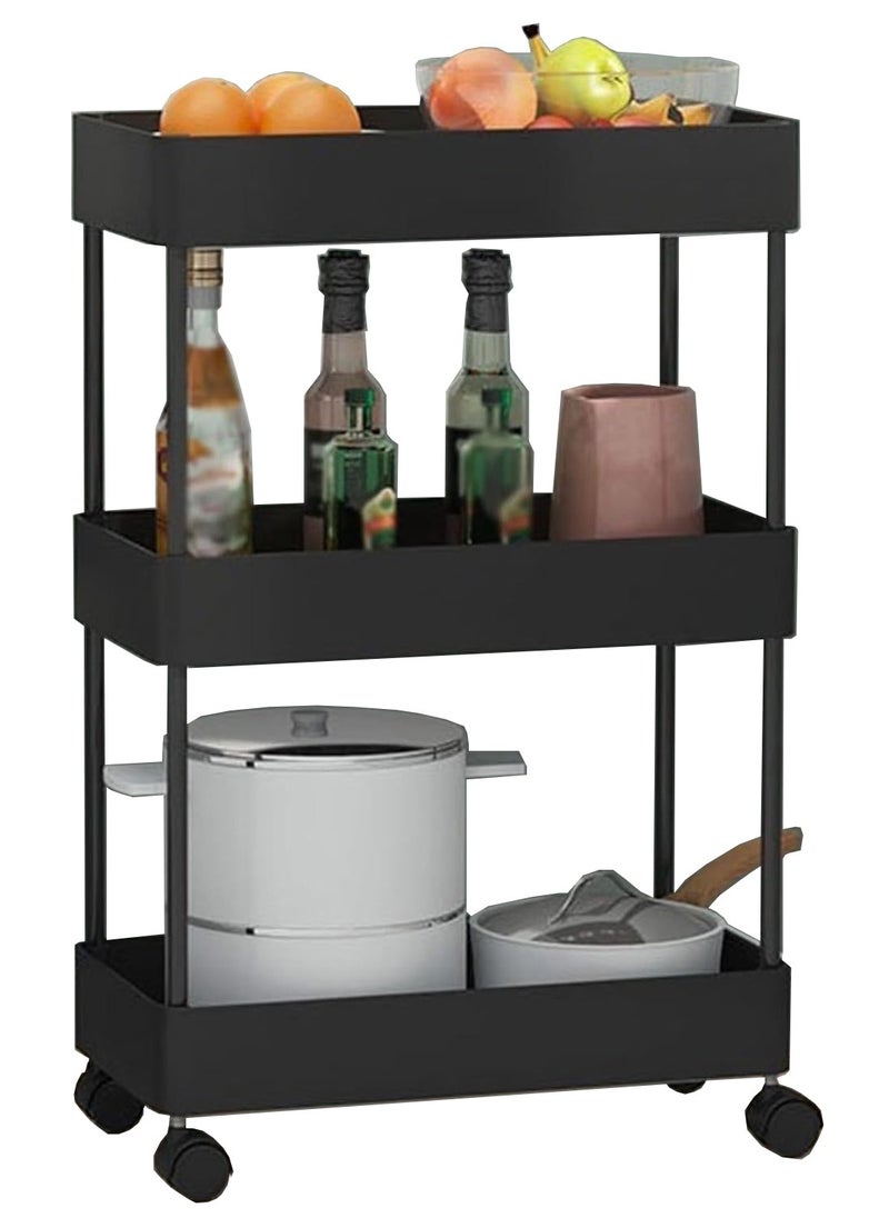 BLOOMING TIME - 3-Layer Simple Gap Rack, Multi-Layer Storage Rack, Floor-Standing , Black - Image 1