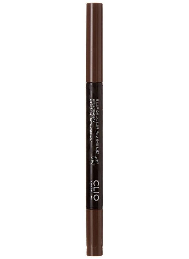 CLIO Kill Brow Auto Hard Eyebrow Pencil, Dual-End, Long Lasting, Waterproof, Smudge-Resistant, Spoolie Brush, Sharpener (02 Light Brown) - Image 2