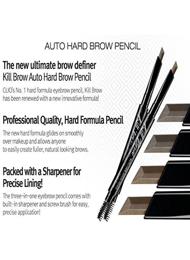 CLIO Kill Brow Auto Hard Eyebrow Pencil, Dual-End, Long Lasting, Waterproof, Smudge-Resistant, Spoolie Brush, Sharpener (02 Light Brown) - Image 3