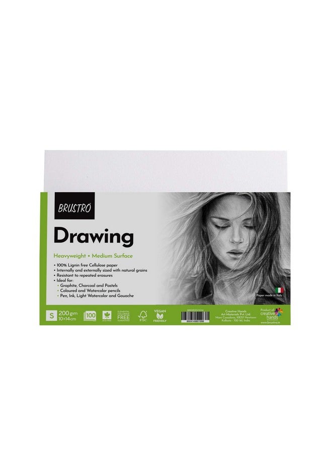 بروسترو ورق رسم فني من بروسترو | ٢٠٠ غرام لكل متر مربع | مقاس (صغير) ١٠ سم × ١٤ سم - ١٠٠ ورقة | مثالي للتلوين، والرسم التخطيطي، والفنون الاحترافية، والحرف اليدوية، والوسائط الجافة، والجرافيت، والفحم، والباستيل، وأقلام الرصاص الملونة  - Image 1