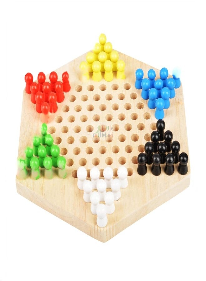 Little Mind Chinese Checkers Game – Classic Strategy Board Game for Kids & Family, 6-Player Fun, Colorful Marbles, Durable Wooden Board, Educational & Indoor Entertainment 6+ - Image 1