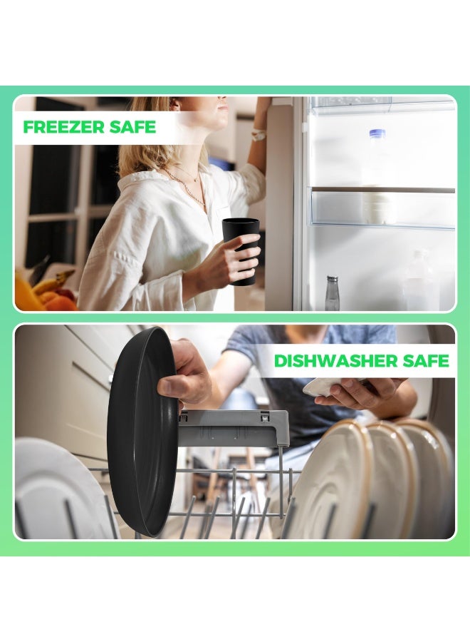 DOUGEI 16 Pieces wheatstraw Dinnerware Set with 4 Each of Dinner Plates Desert Plates Cereal Salad Bowls Cups Unbreakable Modern Dinner Set for Microwave Dishwasher Safe Reusable Black - Image 5