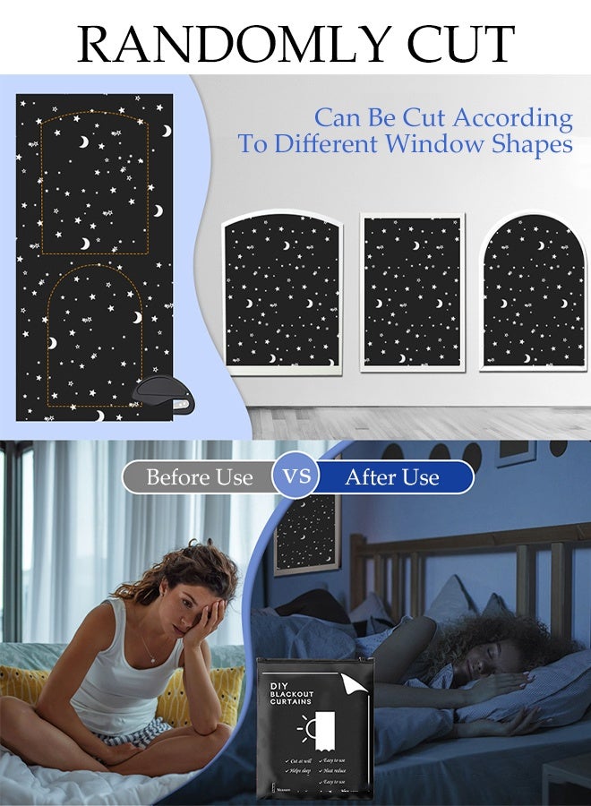 DUNISO Blackout Blinds, Free-Cut Portable Travel Curtains With Star And Moon Pattern, No Drilling Required, Travel Blackout Curtains For Home Office, Kids Room, Bedroom, Car, Etc. (300 x 145 Cm).  - Image 4