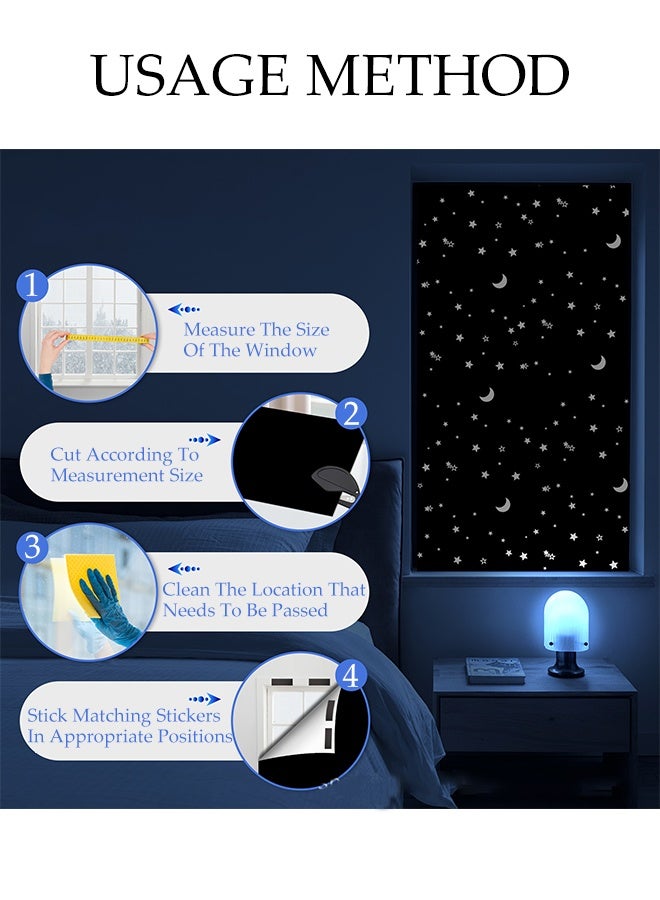DUNISO Blackout Blinds, Free-Cut Portable Travel Curtains With Star And Moon Pattern, No Drilling Required, Travel Blackout Curtains For Home Office, Kids Room, Bedroom, Car, Etc. (300 x 145 Cm).  - Image 3